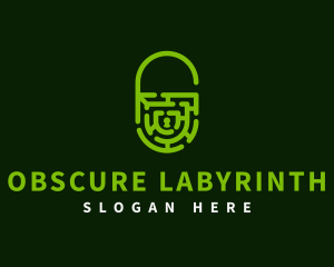 Open Padlock Labyrinth logo design