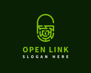 Open Padlock Labyrinth logo design