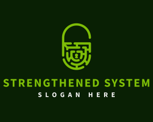 Open Padlock Labyrinth logo design