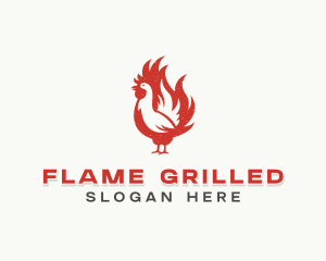 Chicken Flame BBQ Grill logo design