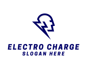 Lightning Electrical Energy Head logo design