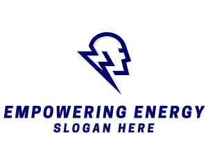 Lightning Electrical Energy Head logo design