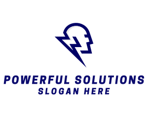 Lightning Electrical Energy Head logo design