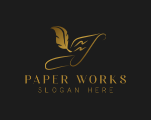 Scroll Quill Paper logo design