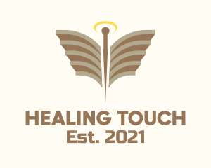 Angel Acupuncture Needle  logo design