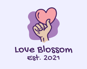 Valentine Heart Hand  logo design