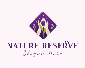 Hand Nature Flower logo design