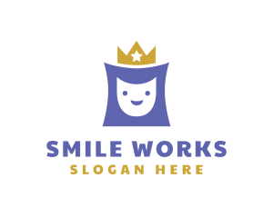 Crown Royalty Smile logo design