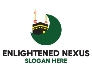 Islamic Mecca Kaaba Moon logo design