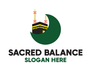 Islamic Mecca Kaaba Moon logo design