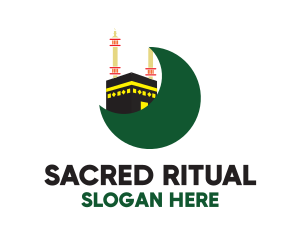 Islamic Mecca Kaaba Moon logo design