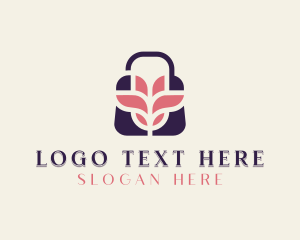 Flower Shopping Bag Ecommerce Logo