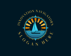 Sailboat Compass Travel logo design