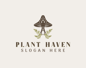 Mushroom Gardening Plant logo design