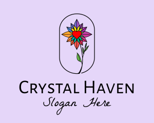 Crystal Heart Flower  logo design
