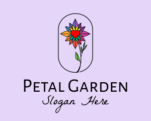 Crystal Heart Flower  logo design