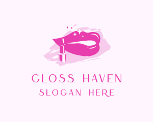 Pink Glossy Lipstick logo design