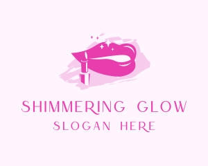 Pink Glossy Lipstick logo design