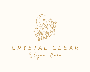 Moon Floral Precious Stone logo design