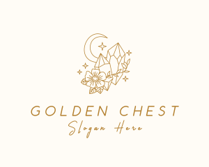 Moon Floral Precious Stone logo design