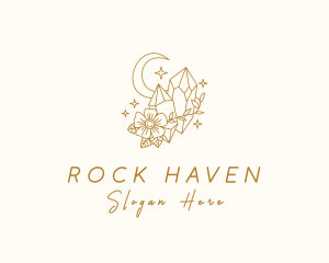 Moon Floral Precious Stone logo design