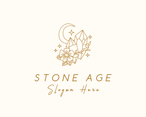 Moon Floral Precious Stone logo design