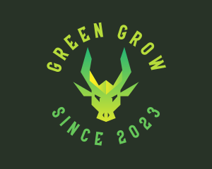 Green Gaming Dragon logo design