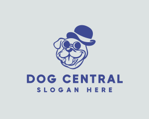 Pet Bulldog Bowler Hat logo design