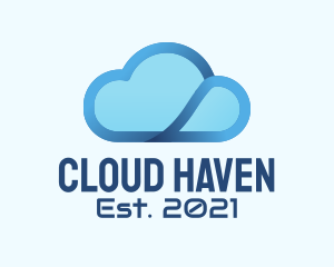 Blue Modern Cloud  logo design