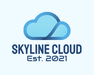 Blue Modern Cloud  logo design