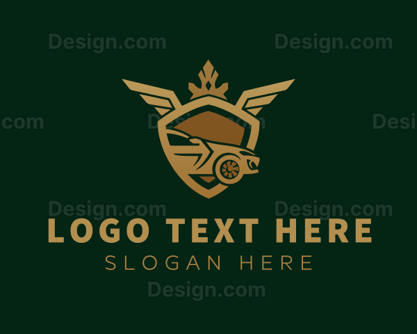 Golden Luxury Car Shield Logo