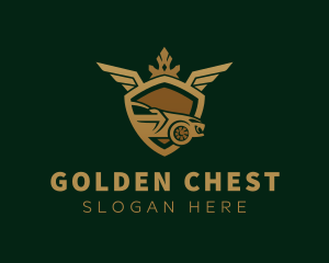 Golden Luxury Car Shield logo design