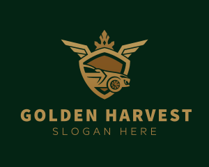 Golden Luxury Car Shield logo design