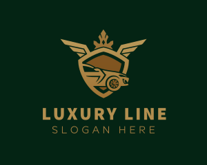 Golden Luxury Car Shield logo design