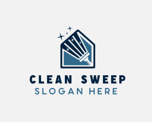 Sparkling Squeegee Cleaning Tool logo design