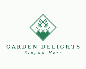 Gardening Rake Grass logo design