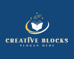 Creative Book Rocket logo design