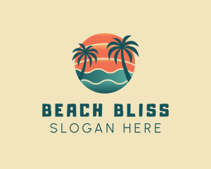 Hot Beach Palm Tree Summer logo design