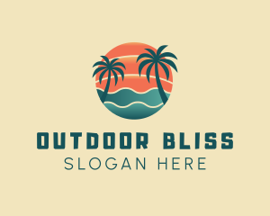 Hot Beach Palm Tree Summer logo design