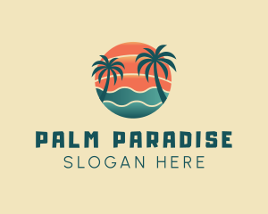 Hot Beach Palm Tree Summer logo design