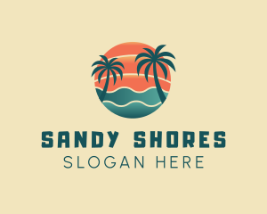 Hot Beach Palm Tree Summer logo design