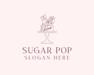 Floral Cake Dessert logo design