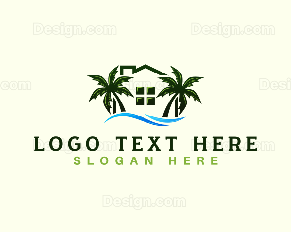 Beach House Palm Tree Resort Logo