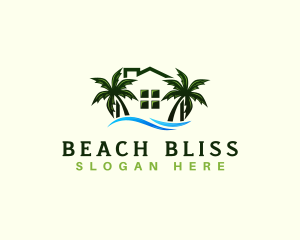 Beach House Palm Tree Resort logo design