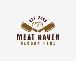 Meat Butcher Hipster logo design