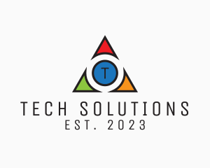 Multicolor Triangle Tech Agency logo design