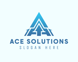 Blue Arrow Letter A logo design