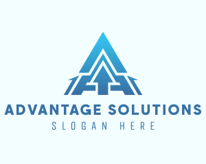 Blue Arrow Letter A logo design