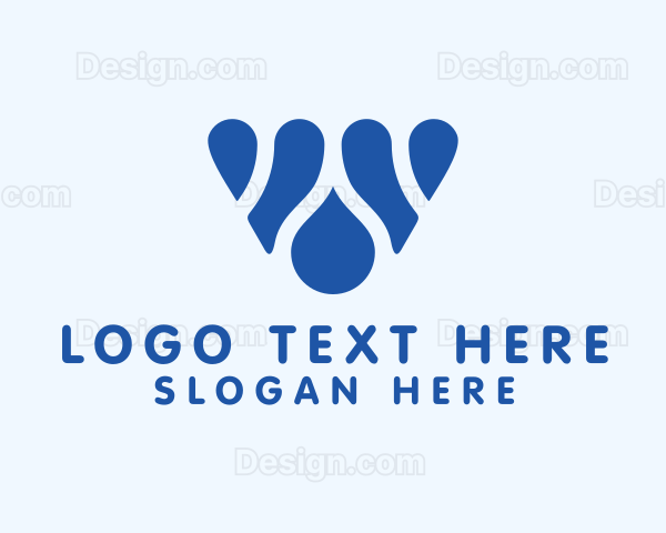 Blue Water Letter W Logo