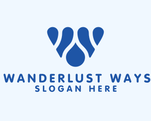 Blue Water Letter W logo design